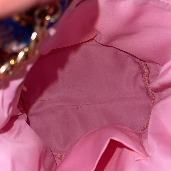 Peach,Blue and Black Python Draw String Mini Bag - Picture 9 of 11